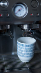 Espresso Machine with Cup Ready for Brewing Coffee