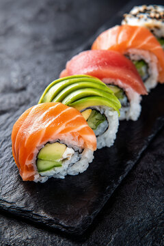 Delicious sushi rolls
