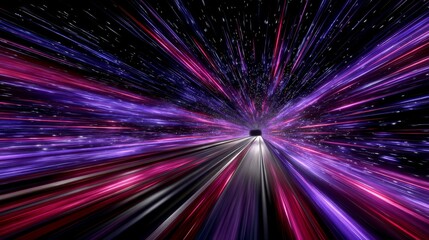 Hyperspeed Virtual Tunnel of Luminous Light with Swirling Patterns in Vibrant Colors