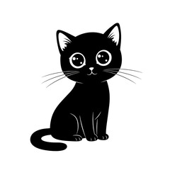 Adorable cartoon cat with big eyes looking cute and innocent, perfect for children's books, playful designs, and heartwarming projects