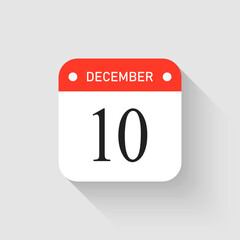 Vector icon page day calendar - 10 December month