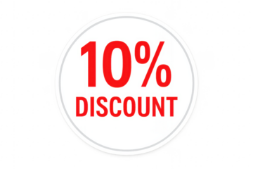 10 percent Discount Sign on Transparent Background for Marketing Campaign