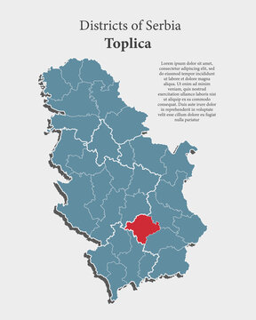 Vector map of Serbia - Toplica District