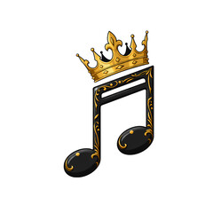 Elegant musical note adorned with a regal golden crown symbolizing supreme artistry and unmatched talent in sound creation