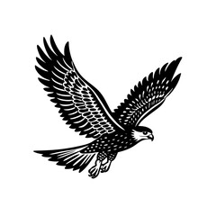 Obraz premium vector silhouette of a hawk diving on white background