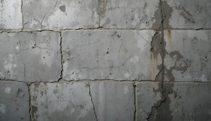 Weathered concrete block wall texture showing decay and cracks for distressed backgrounds