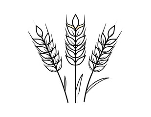 Wheat spike, grain icon set. Vector Illustration.
