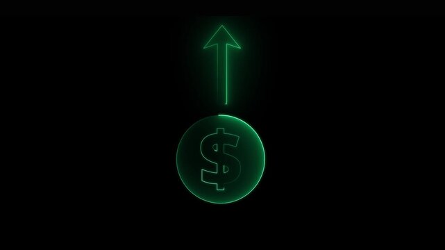 Neon dollar Business Graph Chart Icon Animation. Abstract neon line dollar business graph animation. Money, profit, investment, growth business, economy, finance