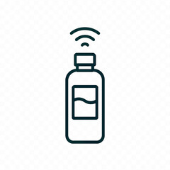Smart Bottle Vector – Minimalist Line Icon with Wireless Signal Waves