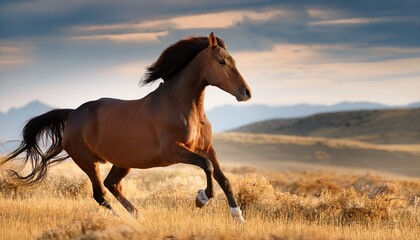 Obraz premium majestic horse galloping in the open field scene
