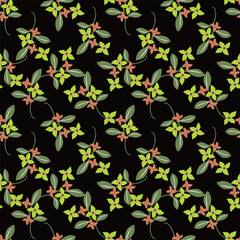 Floral seamless pattern. Branch with leaves ornamental background.