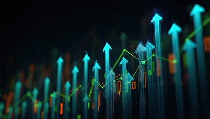 Abstract chart of upward trending data