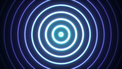 loop blue glowing background of circles. hypnotizing tunnel - Powered by Adobe