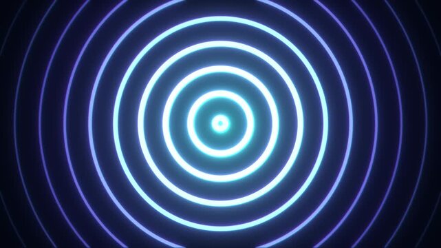 loop blue glowing background of circles. hypnotizing tunnel