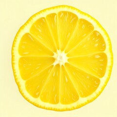 A juicy yellow lemon slice isolated on a white background