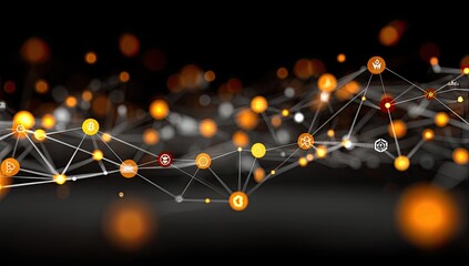 Abstract network graphic with interconnected nodes and lines