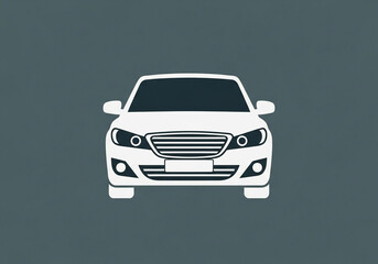 Front view of a white sedan car depicted as a simple vector graphic on a gray background.