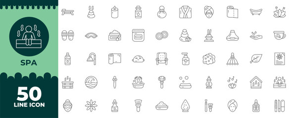 Spa Line Editable Icons set. Vector illustration in modern thin line style of Spa icons: wellness, sauna, relaxation, etc