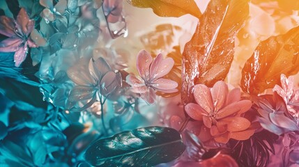 Artistic floral overlay with pastel colors and dreamy lighting for abstract nature photography romantic garden fantasy soft design background