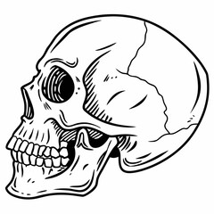 reverse skull Coloring page Vector Illustration black and white
