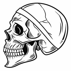 reverse skull Coloring page Vector Illustration black and white