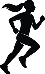 Vector Illustrator running woman athlete fitness training exercise Silhouette