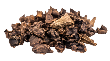 Discover rich, textured dried herbs and spices, perfect for culinary inspiration and natural remedies isolated on white background