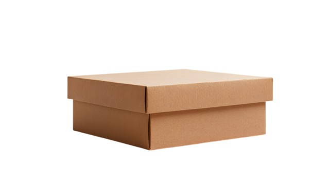 Simple cardboard gift box ready for personalization and shipping, perfect for product mockups isolated on white background