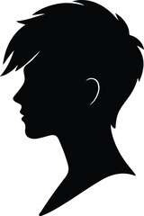 Vector Illustrator Stylish woman with asymmetrical haircut in profile Silhouette