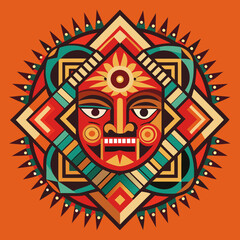 tribal mask with a face