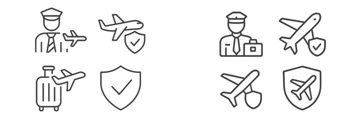Vector illustration of airport security and travel safety measures