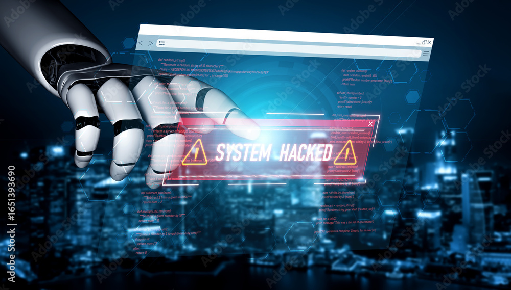 Poster ai artificial intelligence protects systems from cyber threats through automated monitoring, smart f