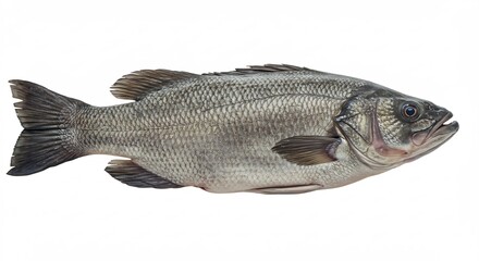 Fototapeta premium Freshwater fish dramatically posed against bright white background. AI Generated
