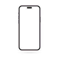 Blank black smartphone with an isolated white screen for technology and communication display