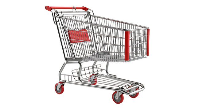 Shopping cart isolated on black background for retail concept
