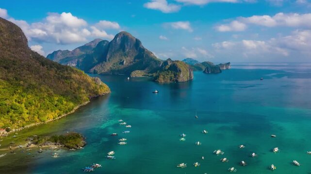Aerial view of el nido, palawan, philippines, with its stunning beaches and islands