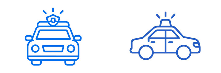 Obraz premium Vector illustration of police cars with lights and sirens activated