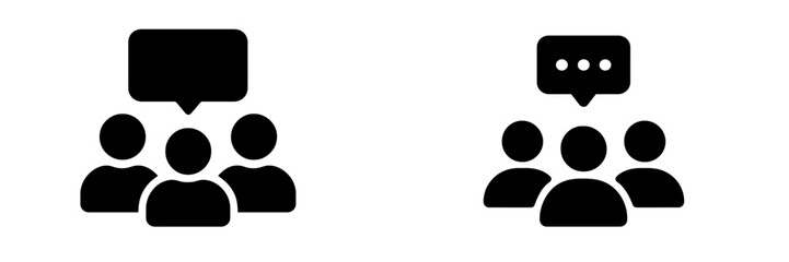 Conversation icons representing group discussions and communication