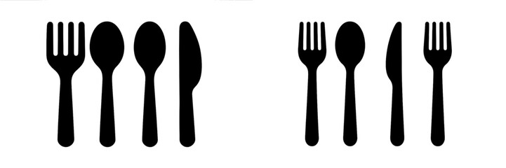 Cutlery vector illustration with forks spoons and knives in black