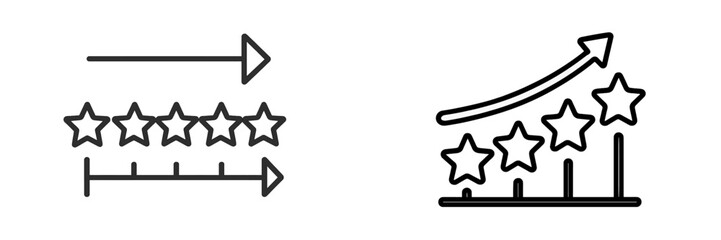 Vector illustration of rating stars and performance increase chart