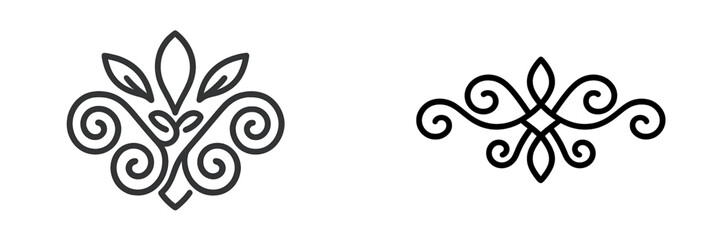 Decorative vector motifs with floral and swirling designs