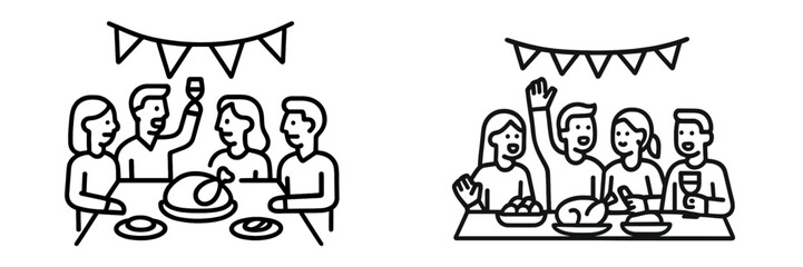 Festive celebration with friends over a hearty meal