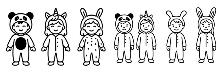 Kids in cute animal costumes for fun playtime illustration