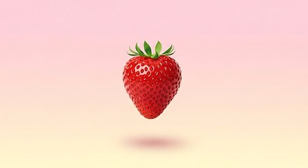 Floating Strawberry A Delightful Image of Juicy Summer Fruit