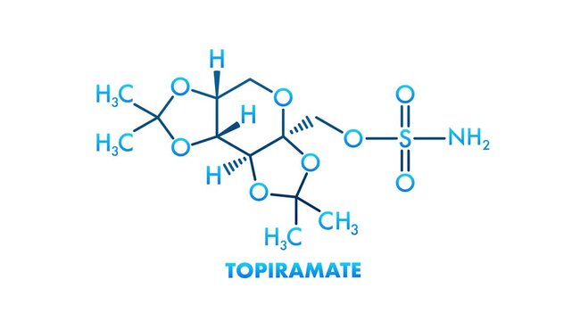 Topiramate Molecular Structure on White and Green Background