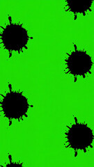 Abstract ink splatters on green background repeating pattern design