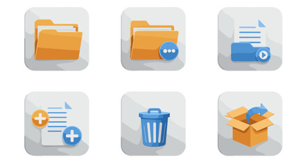 Modern Folder and Document Icons for Digital Organization and File Management Concepts Isolated on Transparent Background