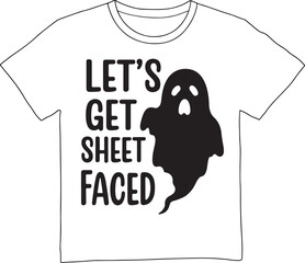 Funny halloween t shirt with ghost and text phrase isolated on white background
