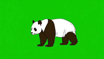 Cartoon panda illustration on green background for creative projects