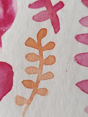 abstract brown seaweed  simple watercolor background